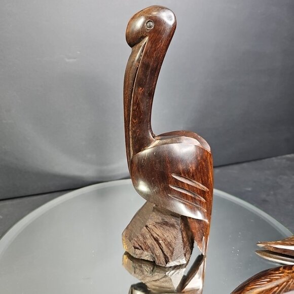 Roadrunner And Pelican Ironwood Wood Carvings. Roadrunner Mounts On Wall - Picture 11 of 15